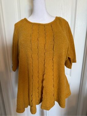 Laura Mustard Yellow 3/4 Sleeve Knit Top
